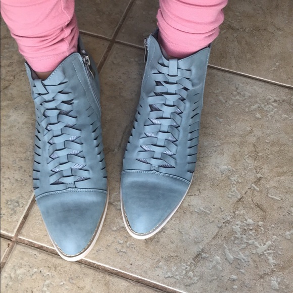 Sarah Blue Crosshatch Booties - Picture 2 of 3